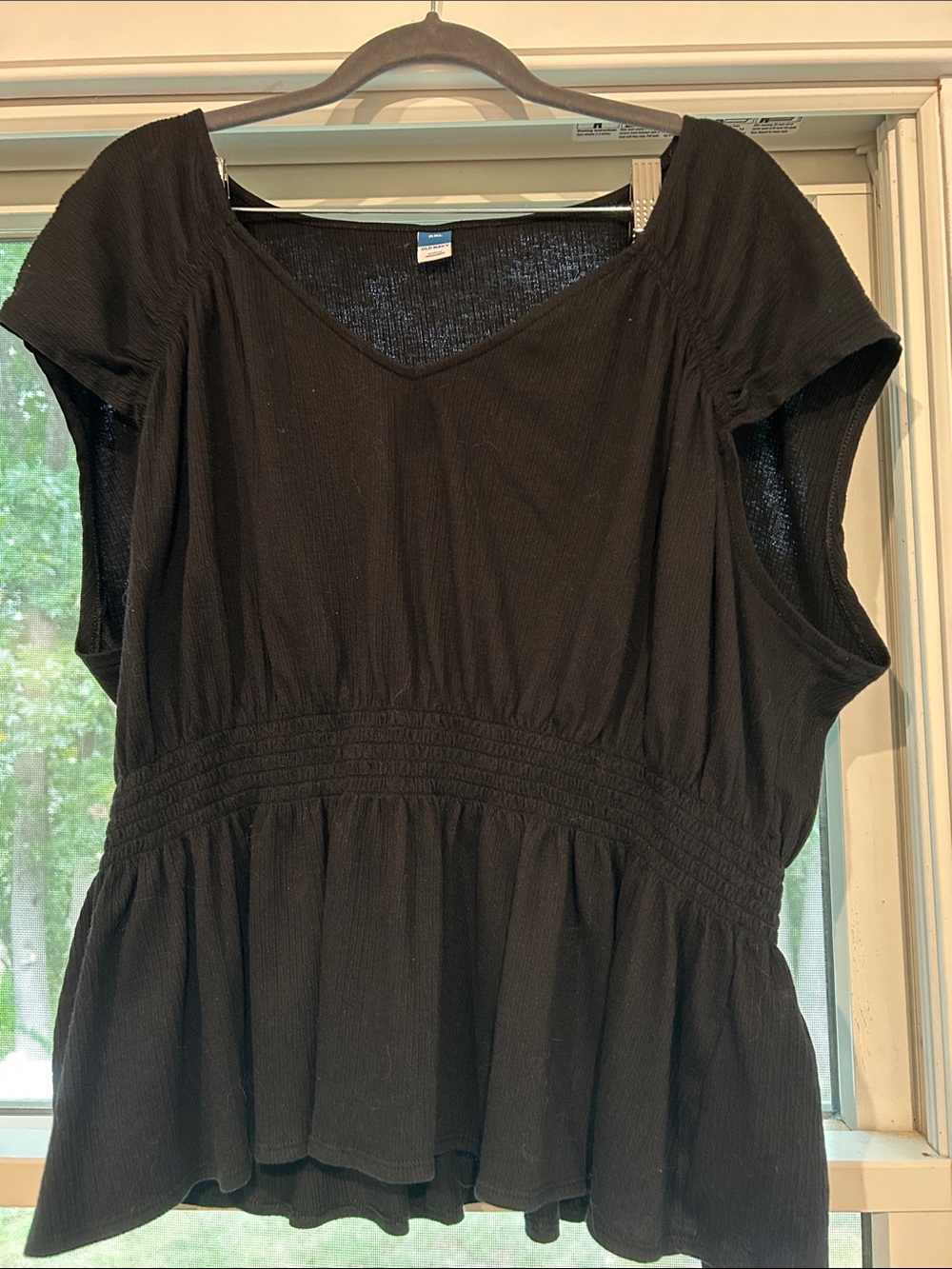 Old Navy Black Smocked Peplum Tunic